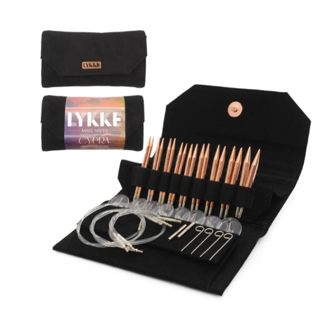 Lykke Cypra Rundstricknadeln Set 9cm Kupfer – Austauschbar, 9 Nadelpaare im Etui 3,25 - 6,5mm black