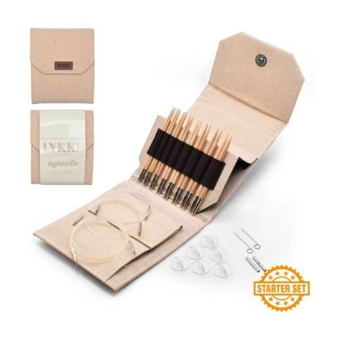 Nadelset auswechselbare Nadelspitzen Beige Jute 3,25-6,0 mm 13 cm