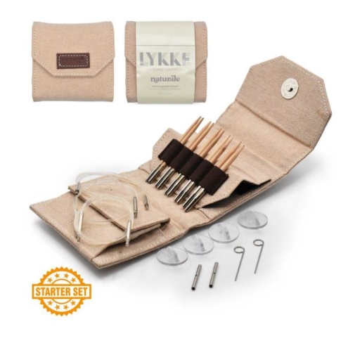 Nadelset auswechselbare Nadelspitzen Beige Jute 3,25-4,5 mm 9 cm