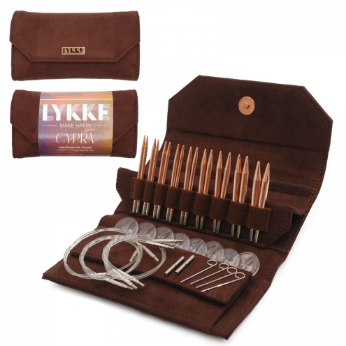Lykke Cypra Rundstricknadeln Set 9cm Kupfer – Austauschbar, 9 Nadelpaare im Etui 3,25 - 6,5mm