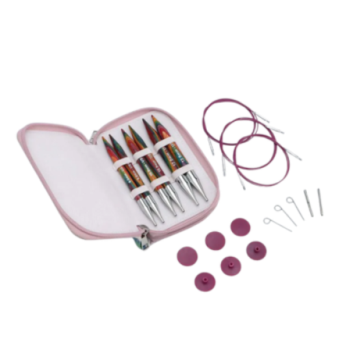 KnitPro Symfonie 2 austauschbares Nadelspitzen-Set 13 cm (5”) – Chunky Set 9,0–12,0 mm Birkenholz