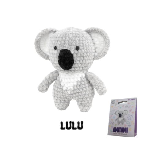 Lykke Amigurumi Häkelset Koala 11 cm – Komplettset mit Wolle, 2,5 mm Häkelnadel & Anleitung | AMITAMI LULU